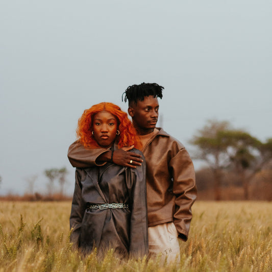 Grey Leather Coat with Chain Belt